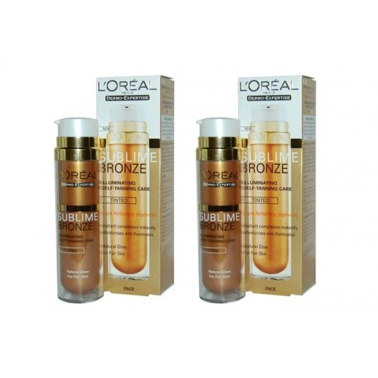 2x L'Oreal Sublime Bronze Illuminating Self Tanning Care 50ml Tinted