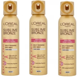 3x L'Oreal Sublime Bronze Express Pro Spray for Fair Skin 150ml 