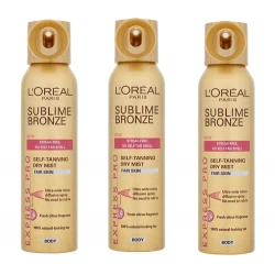 3x L'Oreal Sublime Bronze Express Pro samoopalovací sprej pro světlou pleť 150ml