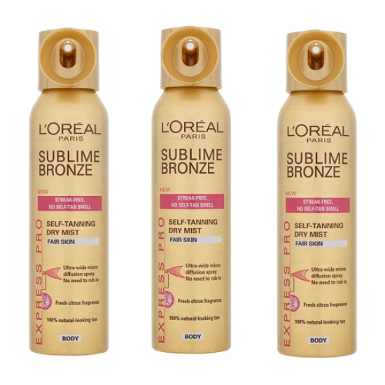 3x L'Oreal Sublime Bronze Express Pro samoopalovací sprej pro světlou pleť 150ml